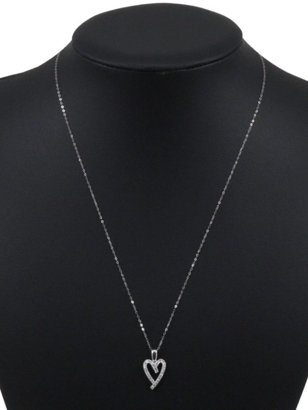 heart Necklace K18 white gold/diamond heart 1.6g Women